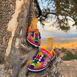 Amazigh Traditional s Colorful Handmade Embroidered Slippers Shoes