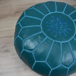 Berber Artisanal Leather Pouffe Handmade Delivered stuffed Pouf