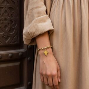 Amazigh Jonc Berbère Laiton Ajustable Losange Traditionnel Bracelet