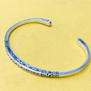 Amazigh Berber gravé Hand-Engraved 925 Silver Adjustable Cuff Bracelet