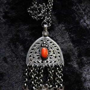 Berber Rare Antique Fine Silver Chain Pendant Necklace