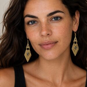 Berber Tuareg Labradorite or Garnet Gemstone Boho Earrings