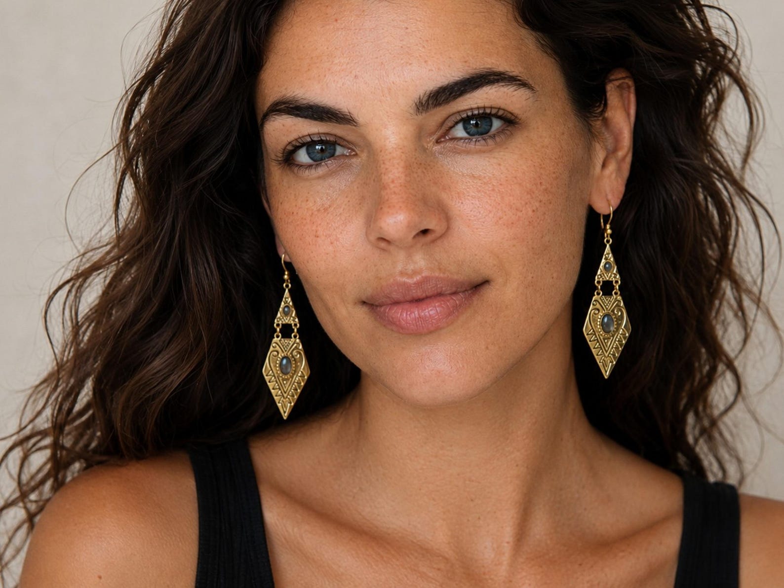 Berber Tuareg Labradorite or Garnet Gemstone Boho Earrings