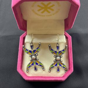 Berber Silver Handmade Jewelry Colorful Enamel Ethnic Earrings