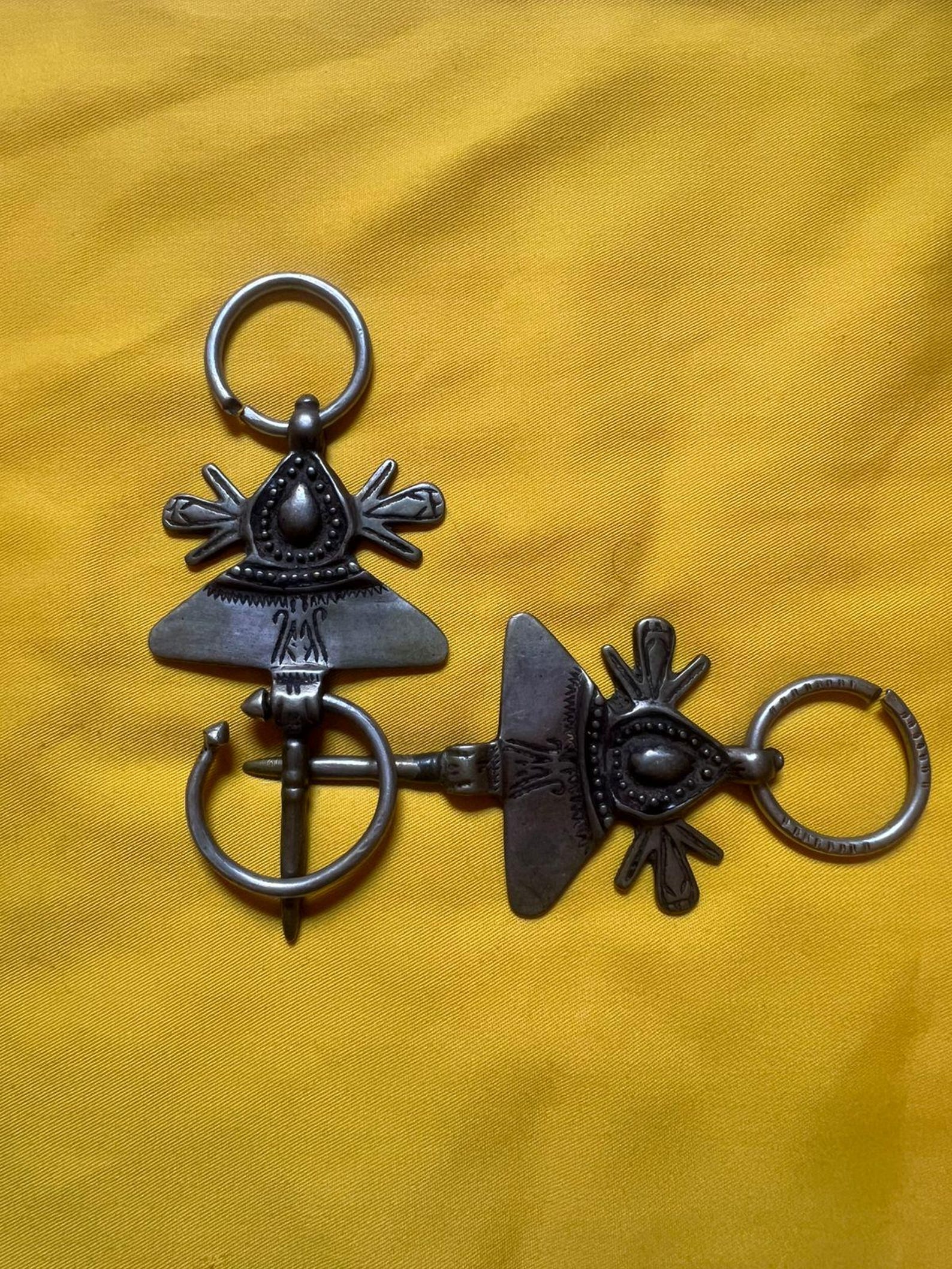 Berber Antique Silver Fibulae Tribal Khella Ring Set