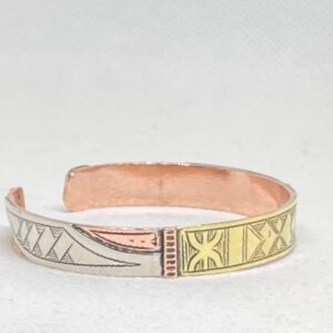 Berber Handmade Gold Brass Engraved Adjustable Symbol Bracelet