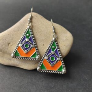Amazigh Boucles d oreilles ethniques triangulaires Kabyle Earrings
