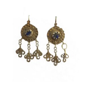 Amazigh Ancient Silver Blue Glass Enamel Tafraoute Earrings