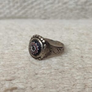 Amazigh Antique Silver Chevron Bead Ring Size 7