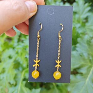 Amazigh Boucles d'oreilles YAZ tifinagh acier inoxydable avec pierres naturelles Adaptation moderne