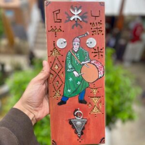 Berber Hand-Painted Wooden Musician Drum Wall Art Decor