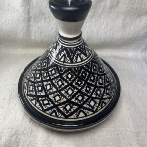 Amazigh handmade ceramic White Black tagine serving table