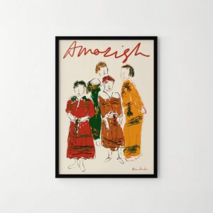 Amazigh Kabyle Women Art Print Algerian Illustration for Everyday Heritage Style Use