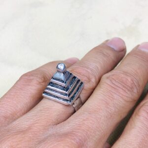 Handmade Amazigh Berber Solid Silver Geometric Pyramid Cone Ring