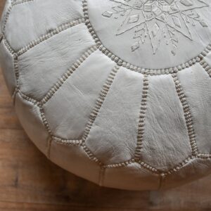 Berber Artisanal Leather Pouffe Handmade Delivered stuffed Pouf