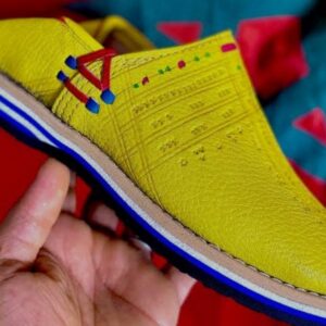 Berber Handmade Yellow Leather Babouche Shoes with Style