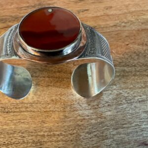 African Amazigh Tuareg Carnelian Silver Cuff Fair Trade Bracelet
