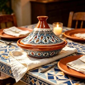 Berber Hand-Painted Ceramic Flame-Proof Stovetop Oven Tagine 30cm