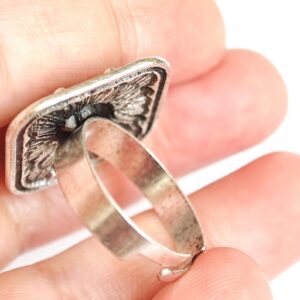 Amazigh Ring in métal argenté émaillé kabyle- - berbère