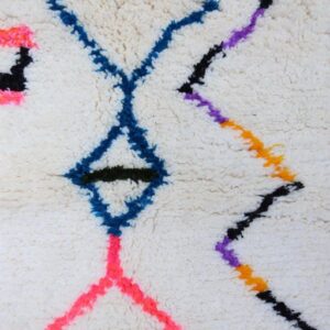 Amazigh Unique Round Minimalist Wool White Colorful Rug