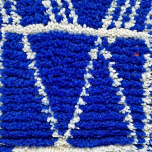 Amazigh Royal Blue Wool Tribal Handwoven Runner Rug