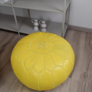 Berber Artisanal Leather Pouffe Handmade Delivered stuffed Pouf