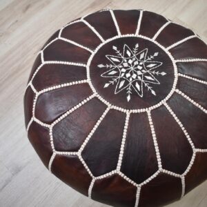 Amazigh Leather Handmade ottoman Delivered stuffed footstool Pouf