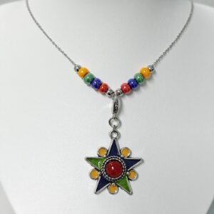 Amazigh Kabyle Beaded Stainless Steel Necklace with Customizable Pendant