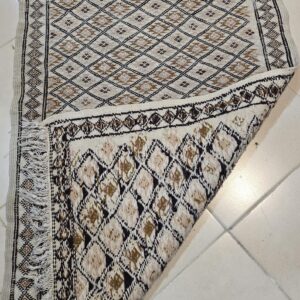 Amazigh Neutral toned Handmade Vintage Carpet - Wool Diamond Rug