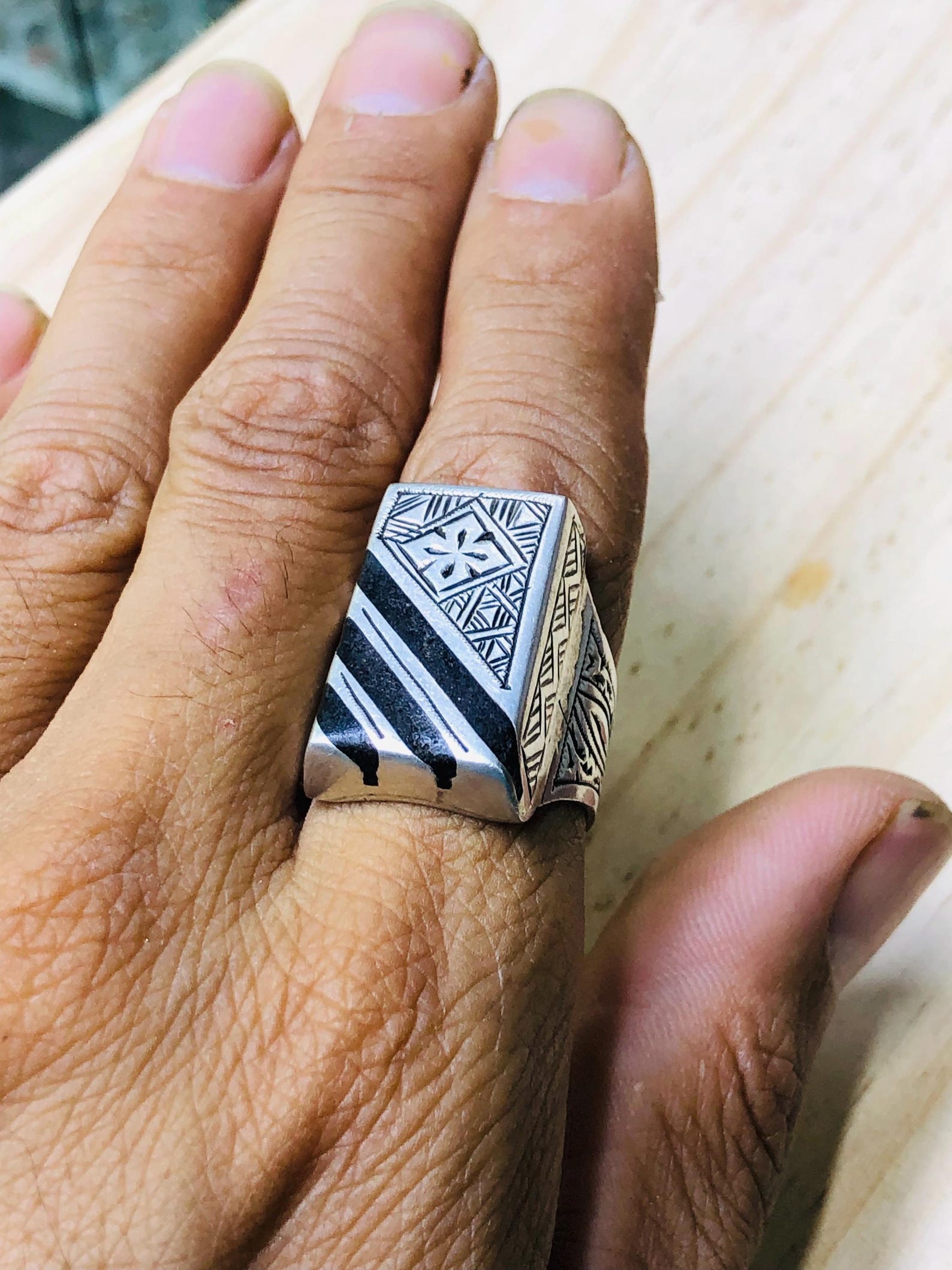Amazigh Gravure amazighe Ring Silver Tribal Touareg Berbère