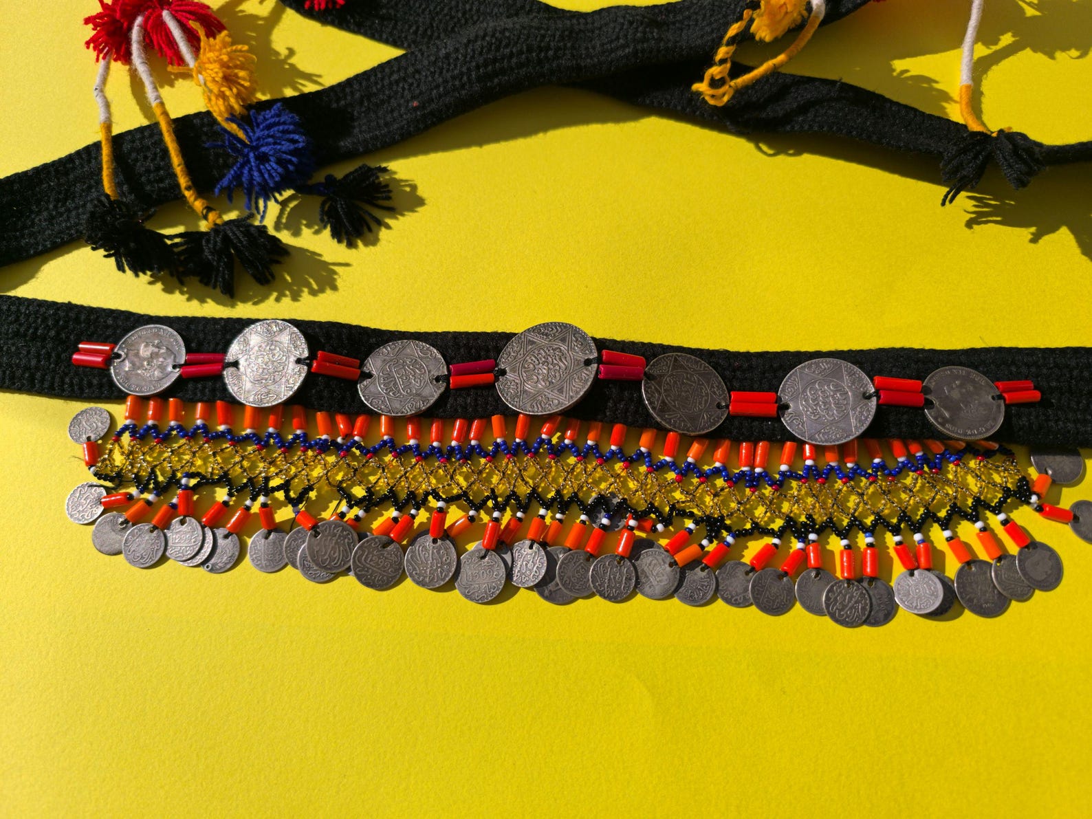 Berber Authentic Vintage Handmade Antique Silver Coins Necklace