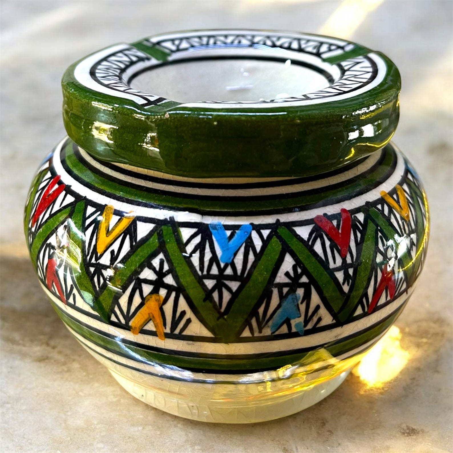 Amazigh Handmade Ashtray Hand Painted Pottery Ceramic Piece