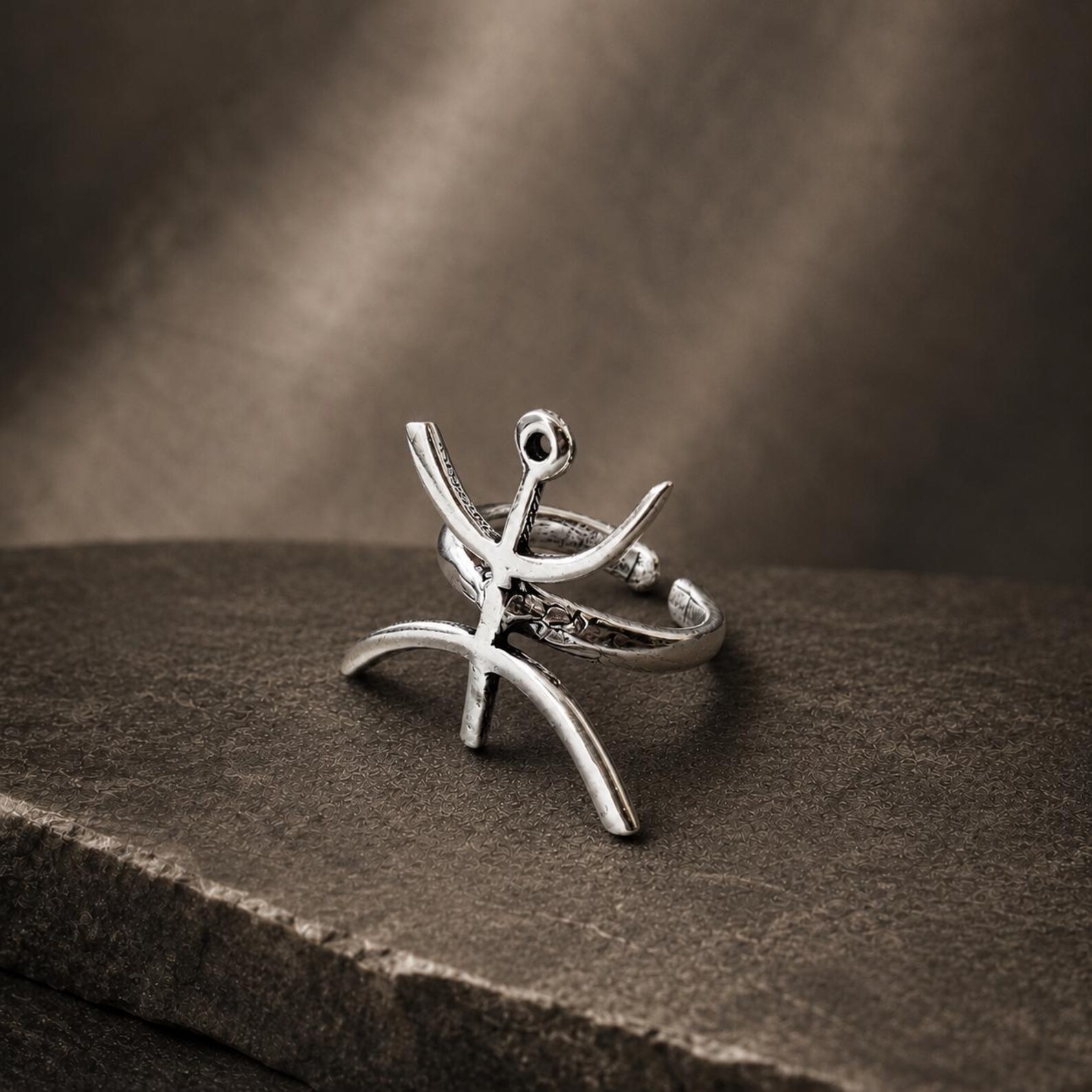 Amazigh Yaz Symbol Tribal Silver Plated Jewelry Ring