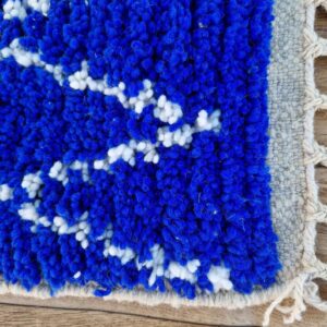 Amazigh Royal Blue Wool Tribal Handwoven Runner Rug