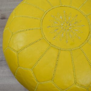 Berber Artisanal Leather Pouffe Handmade Delivered stuffed Pouf