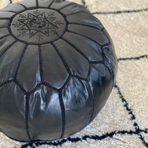 Berber Leather Pouffe Handcrafted Delivered stuffed Ottoman Pouf
