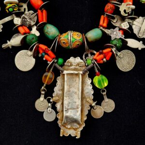 Amazigh Ancien Silver émaillé Necklace berbère deux rangs