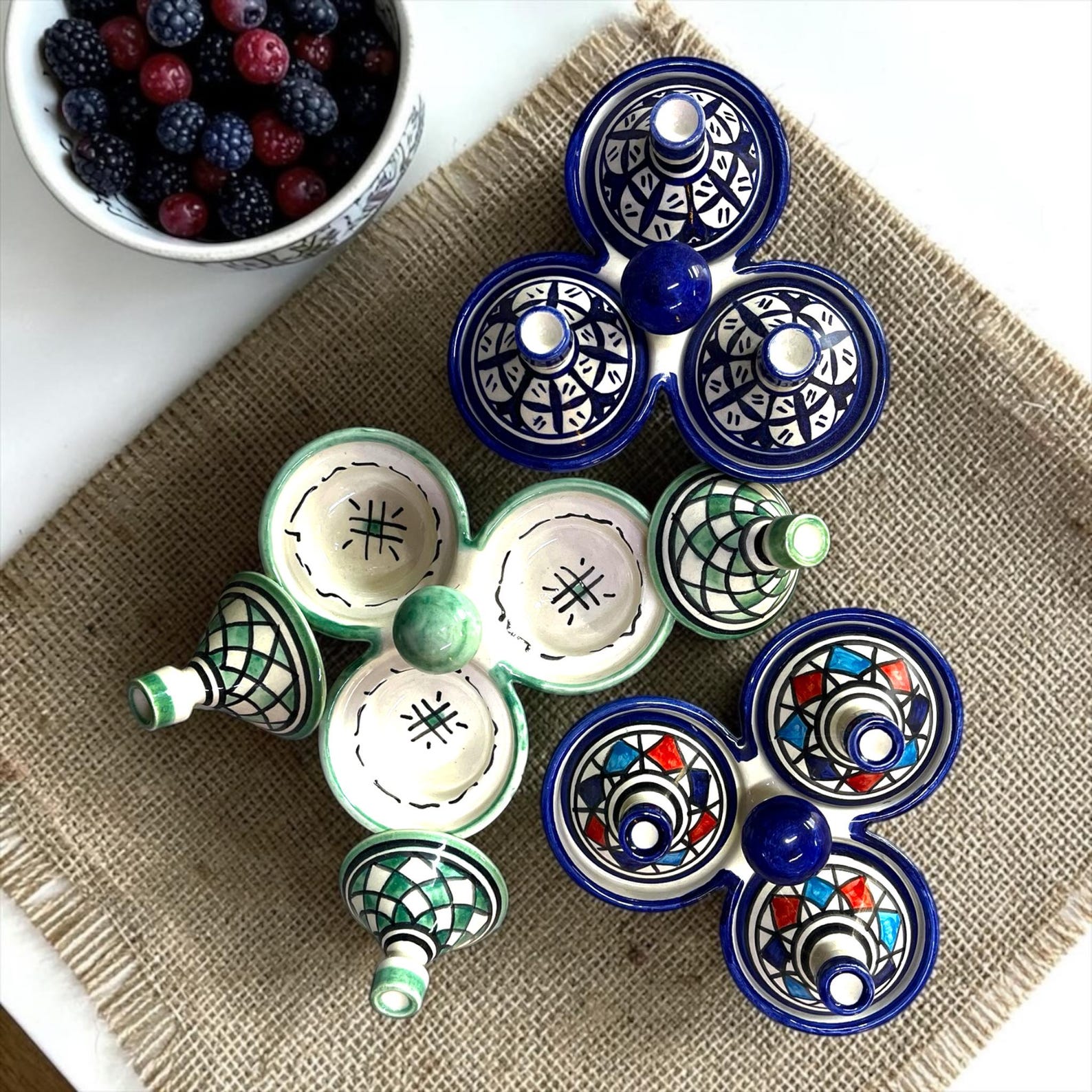 Amazigh Handmade Ceramic Spice Holder Set of 3 Tagine