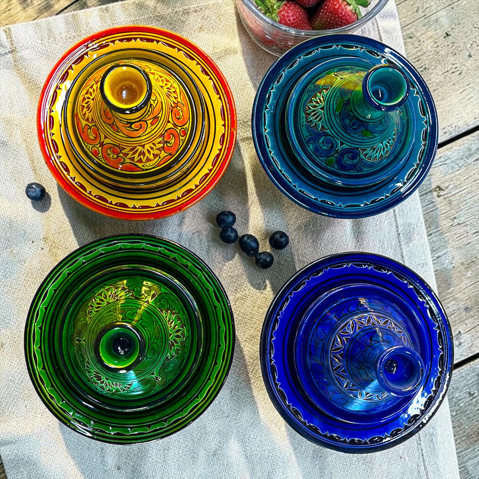 Amazigh Handmade Ceramic Plate Mini Traditional Tagine Set