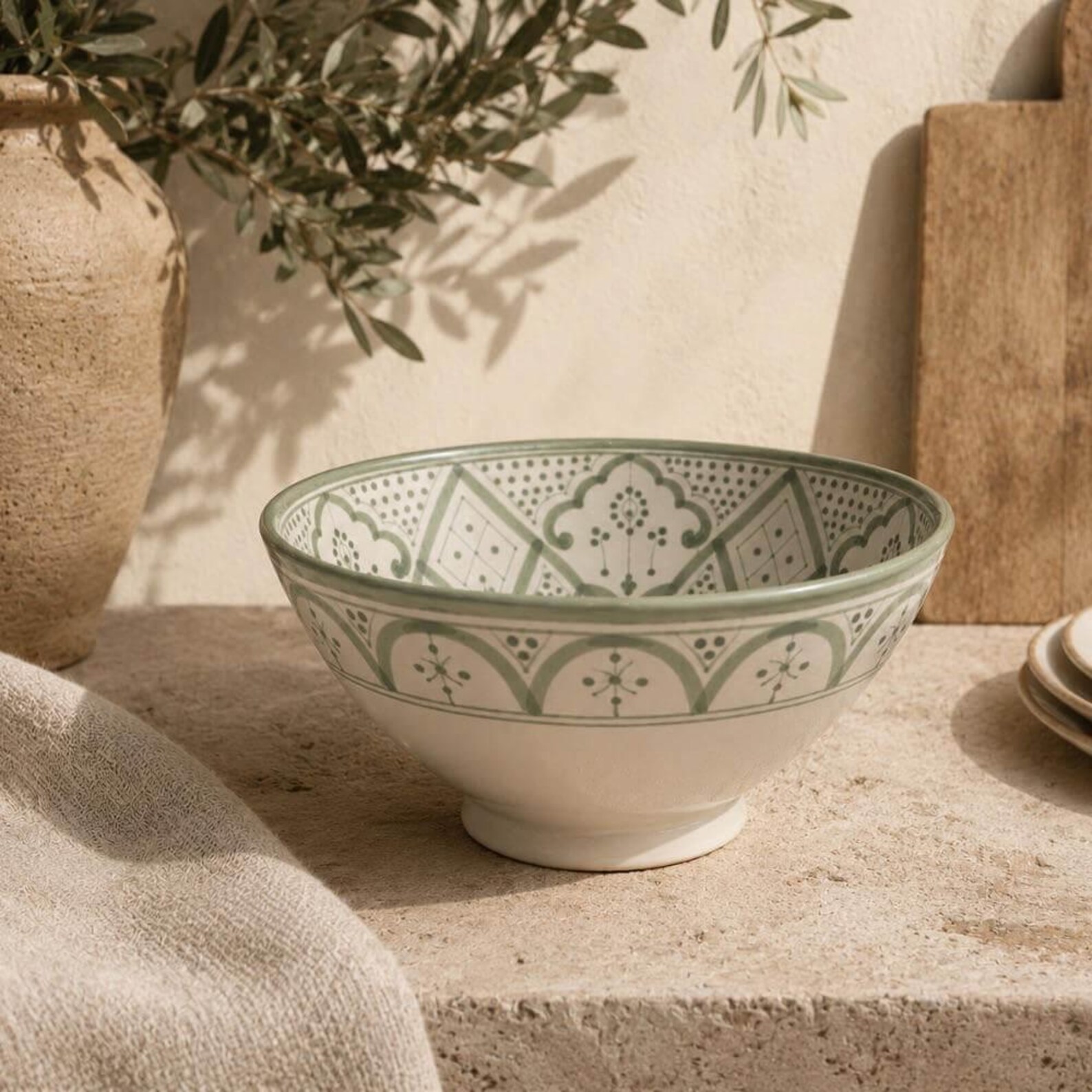 Amazigh Saladier Vert - Bowl for Kitchen and Dining Use