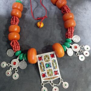 Berber Handmade Amber Coral Style Statement Ethic Necklace