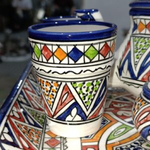 Amazigh Hand-Painted Ceramic Tea Set Traditional Pottery Mug
