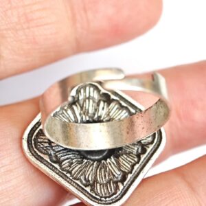 Amazigh Ring in métal argenté émaillé kabyle- - berbère