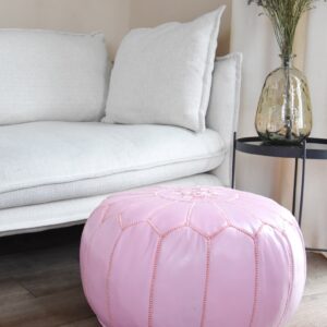 Berber Artisanal Leather Pouffe baby room Delivered Pouf