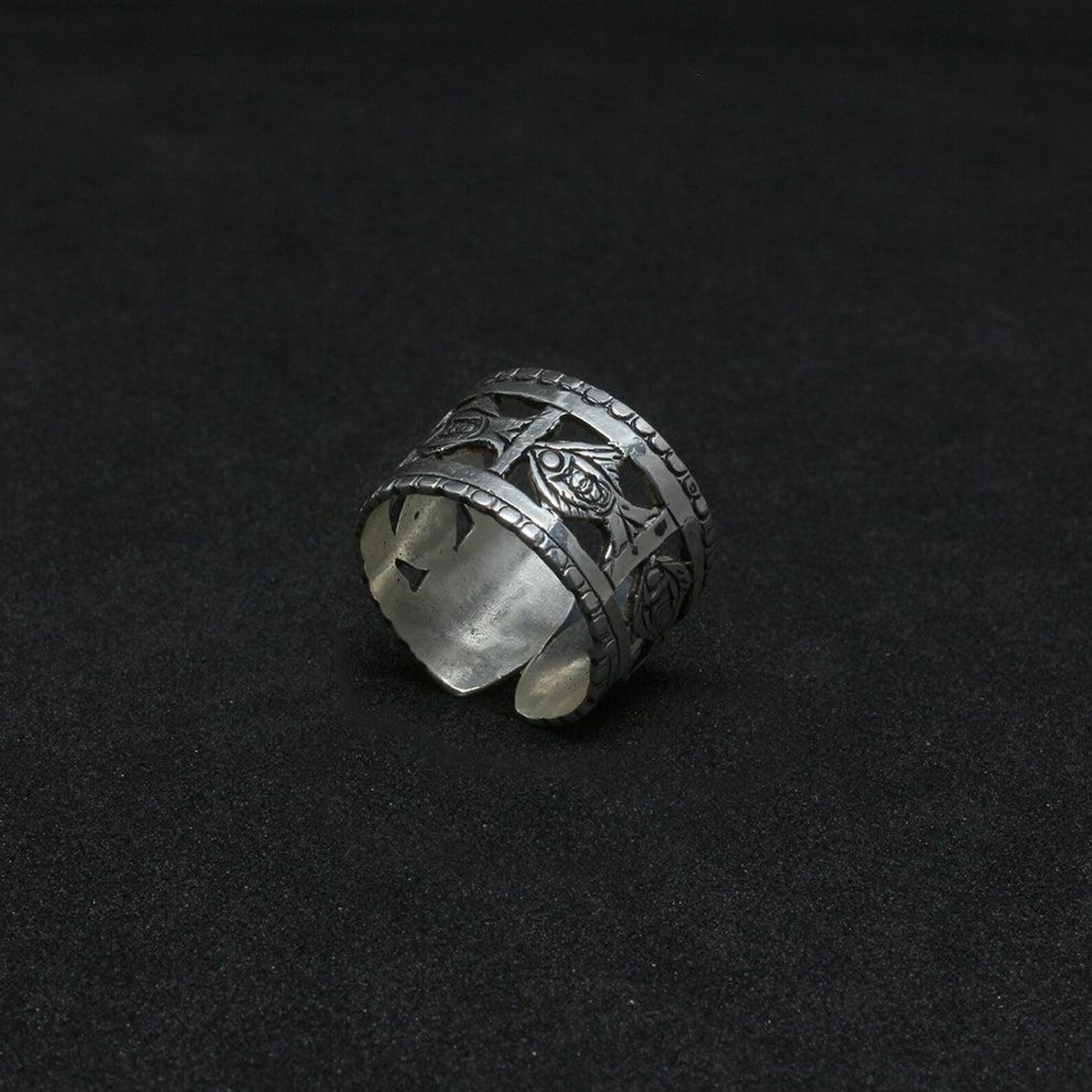 Handmade Berber Amazigh 925 Sterling Silver Fish Adjustable Ring