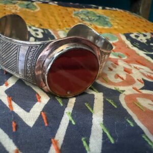 African Amazigh Tuareg Carnelian Silver Cuff Fair Trade Bracelet
