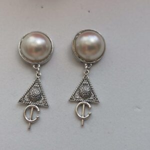 Amazigh Kabyle Fibule Pearl Berbères Stainless Steel Drop Earrings