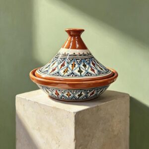 Berber Hand-Painted Ceramic Flame-Proof Stovetop Oven Tagine 30cm
