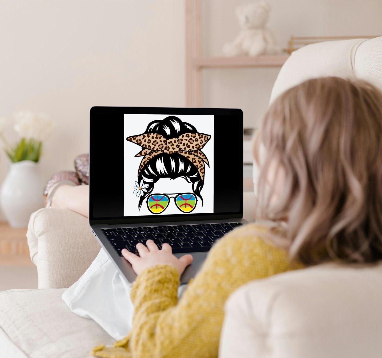 Berber Woman Illustration Amazigh Art Print Kabyle Tattoo Digital Download