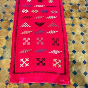 Amazigh Pink Cashmere Handmade Geometric Accent White Rug